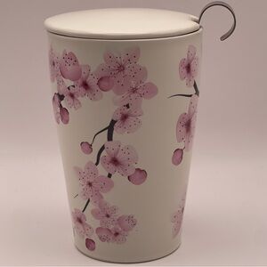 Tea Forte Cherry Blossom Tea Infuser Mug w/ Lid & Stainless Steel Strainer